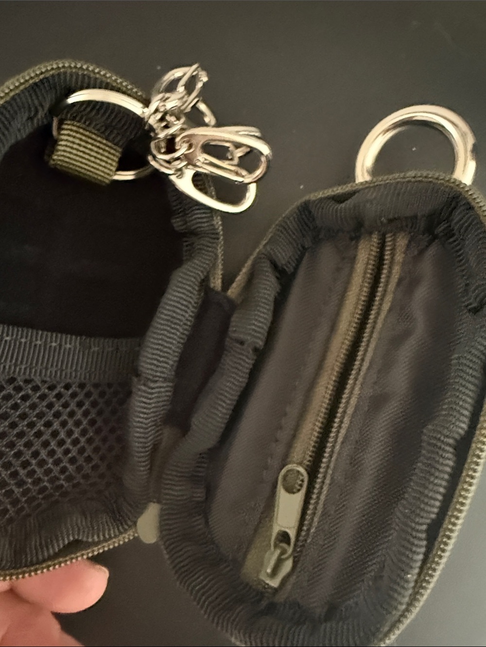 Olive Green Padded Keychain Pouch for Men - Picture 3 of 3